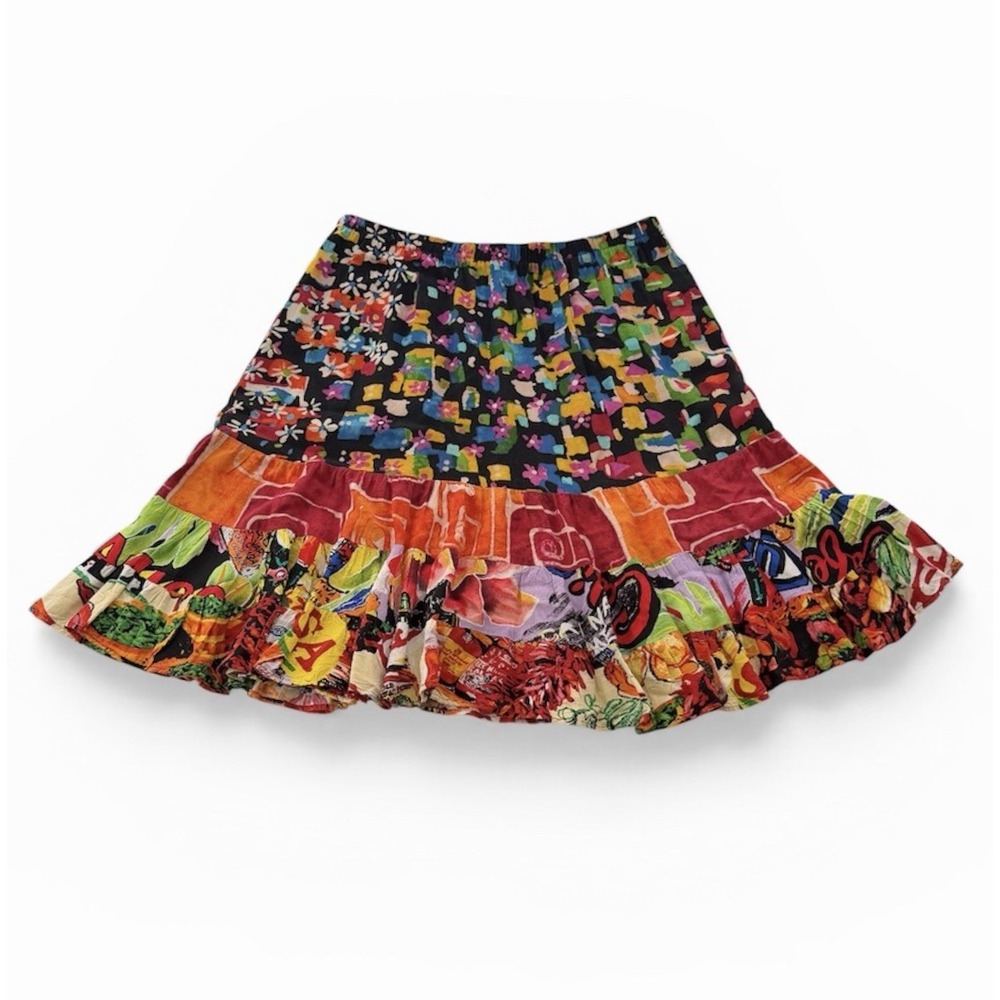 Jams World Hattie Skirt Large Floral Tiered Rayon 50 Years Hawaiian Tropical